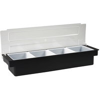 Bar Caddy Condiment Dispenser Tray 4 Section Black