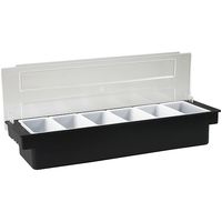 Bar Caddy Condiment Dispenser Tray 6 Section Black