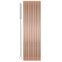 Drinking Straw Metal S/S Copper Pk 10