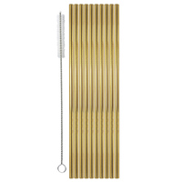 Drinking Straw Metal S/S Gold Pk 10