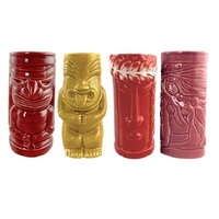 Ceramic Tiki Mugs Hawaiian Pack of 4