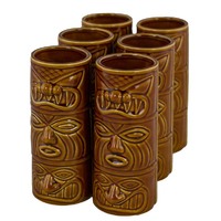 Ceramic Tiki Mug Totem 3 Brown Pack of 6