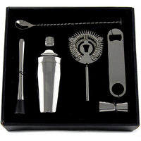 Cocktail Kit 6 Piece Black Chrome in Gift Box