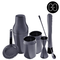 Can Tumbler 7pc Cocktail Kit Black Chrome