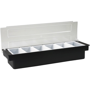 Bar Caddy Condiment Dispenser Tray 6 Section Black