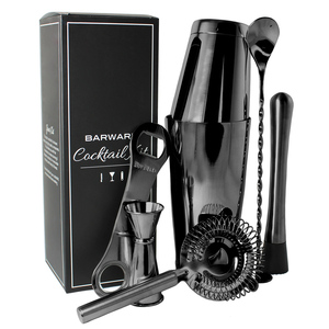 Cocktail Kit 7 Piece Black Chrome in Gift Box