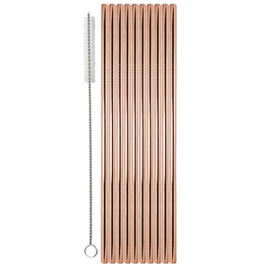 Drinking Straw Metal S/S Copper Pk 10