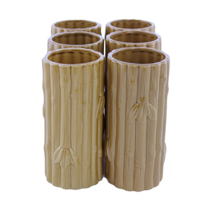 Ceramic Tiki Mug Bamboo Pack of 6