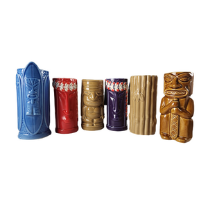 Ceramic Tiki Mugs Hawaiian Pack of 6