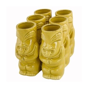 Ceramic Tiki Mug Pele Yellow Pack of 6