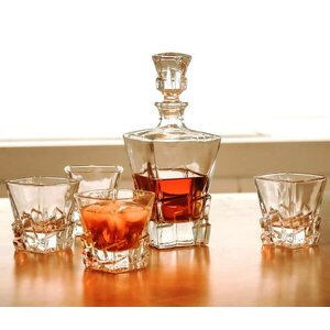 Glass Decanter Set Iceberg with 4 Rocks Glasses