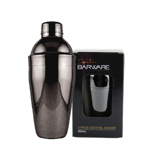 Cocktail Shaker Black Chrome 3 Piece 500ml